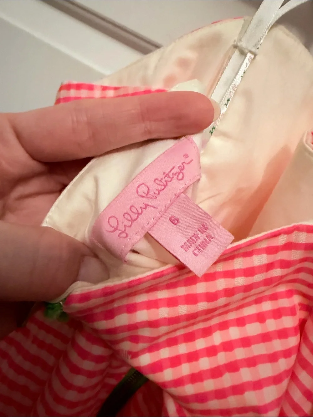 Lilly Pulitzer Strapless Pink Gingham Peplum Dress - Picture 4 of 4
